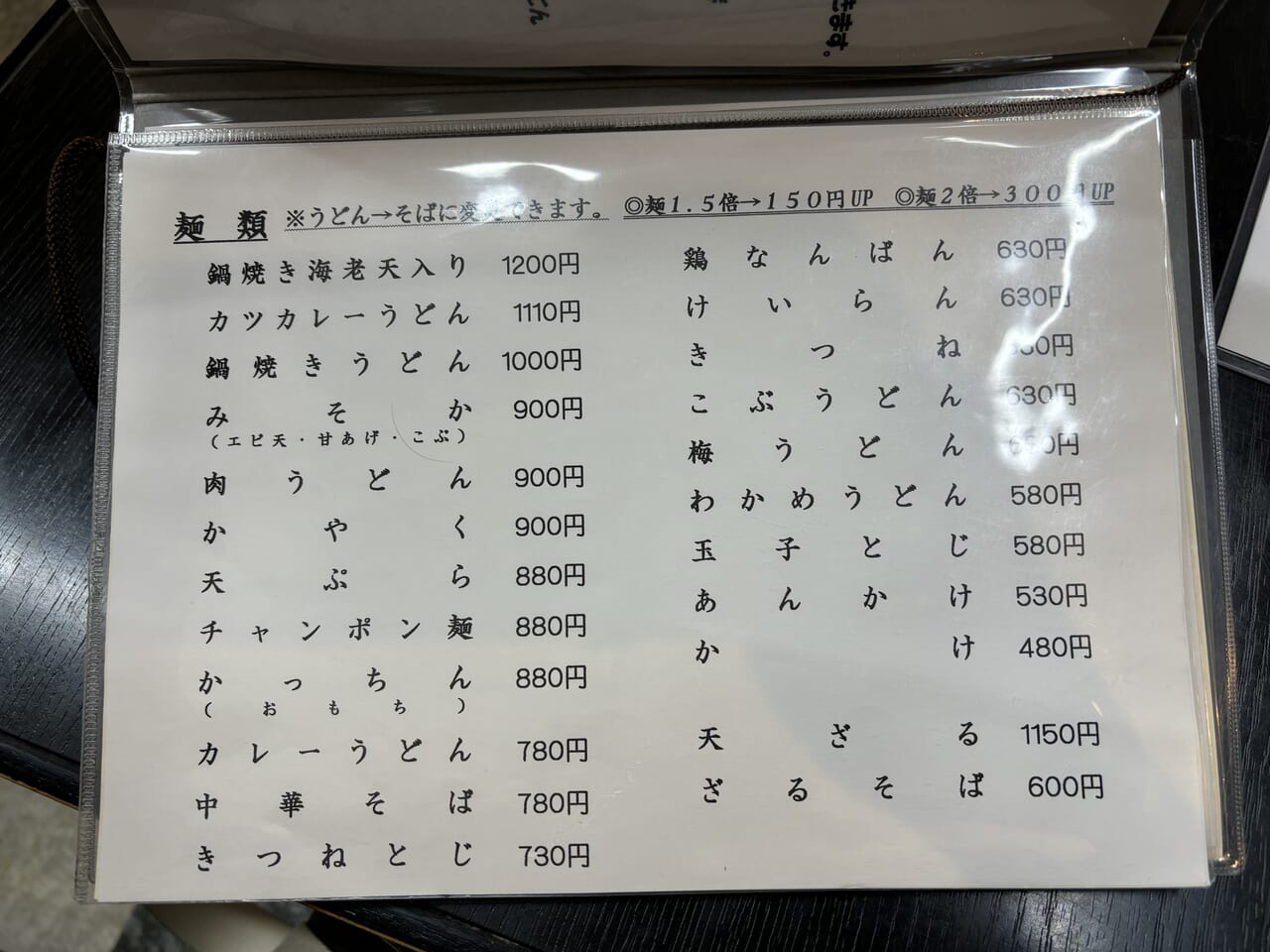 こふじ食堂メニュー