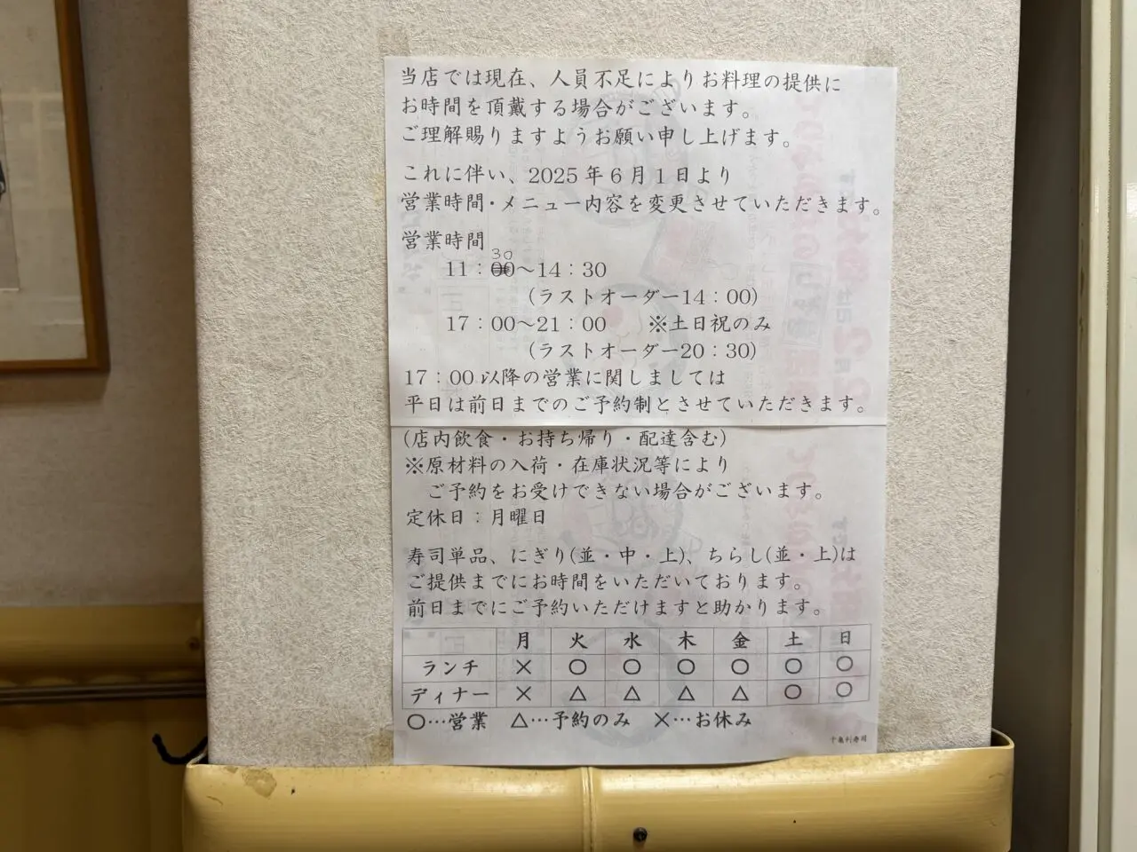 千亀利寿司店内